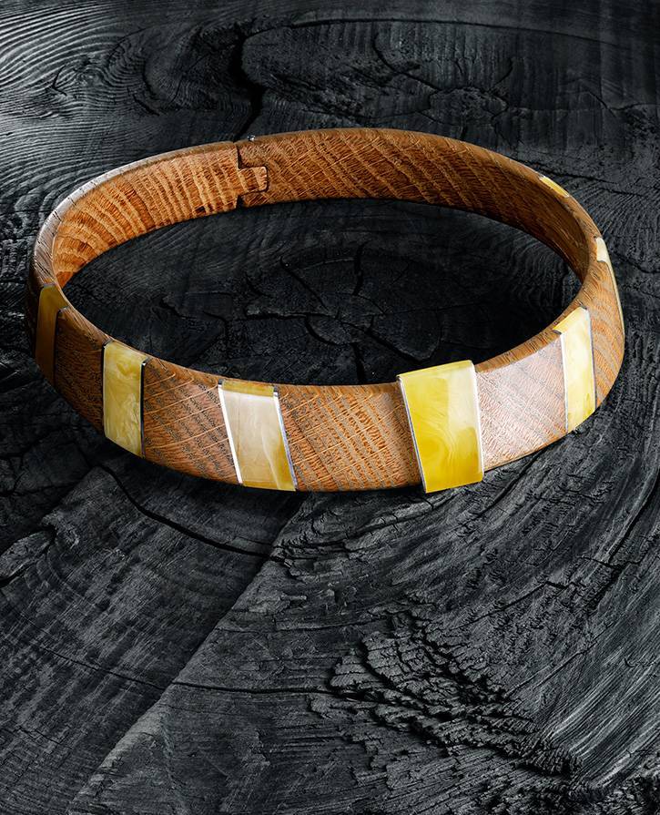Wooden Choker With Honey Amber And Silver The Indonesia, image , picture 2