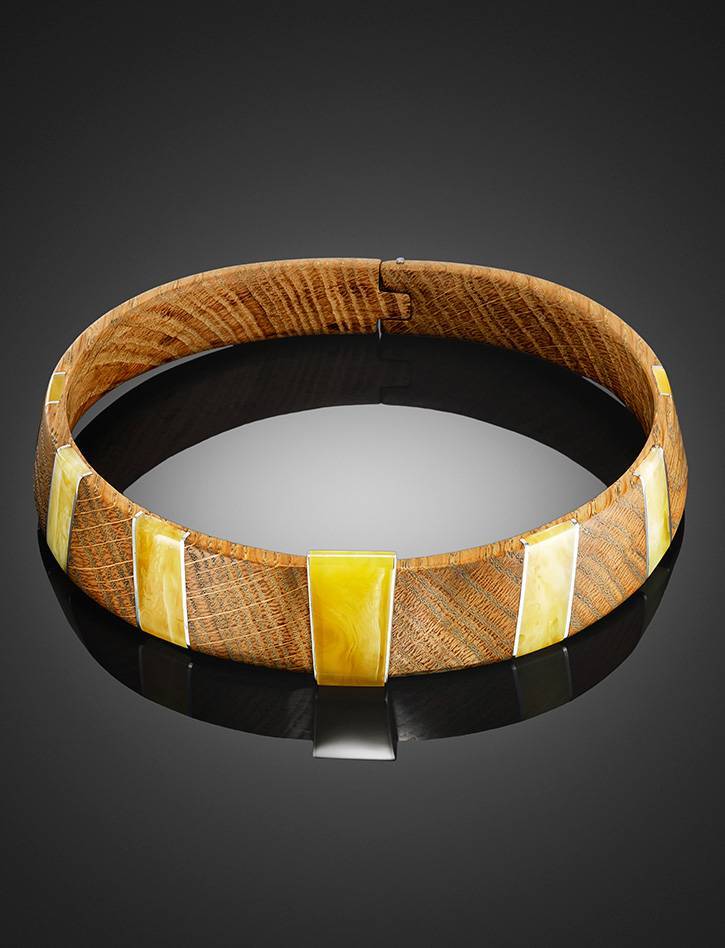Wooden Choker With Honey Amber And Silver The Indonesia, image , picture 8