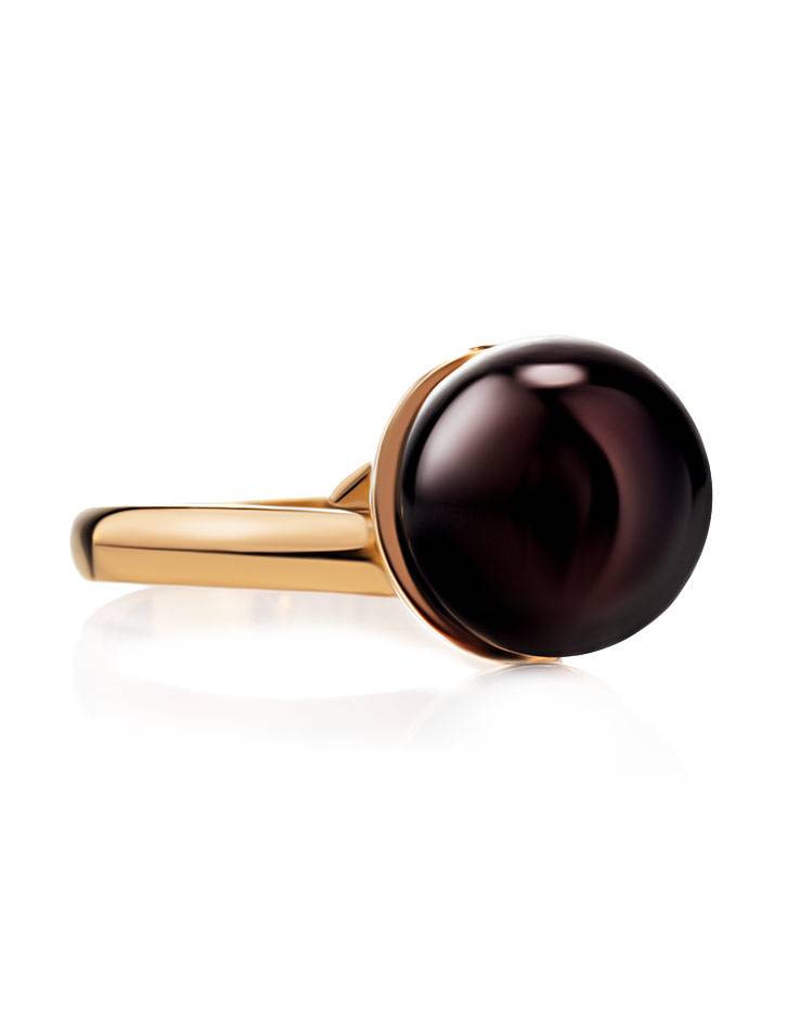 Gold-Plated Adjustable Ring With Cherry Amber The Paris, Ring Size: Adjustable, image , picture 5