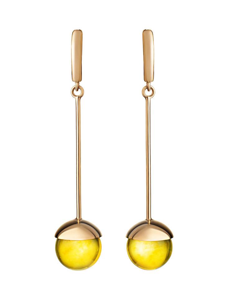 Gold-Plated Dangle Earrings With Lemon Amber The Paris, image , picture 4