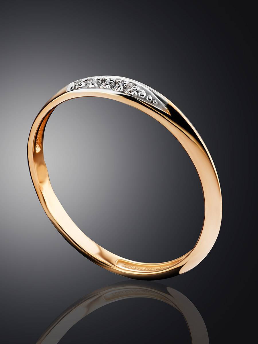 Кольцо находка. Нежное золотое кольцо. Широкое золотое кольцо с инкрустацией сердечком из бриллиантов.