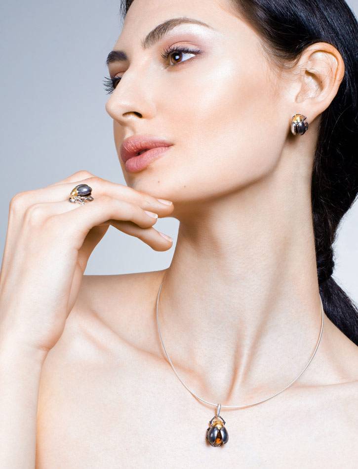 Amber Threader Earrings - Sterling silver, sterling silver beads, amber  beads