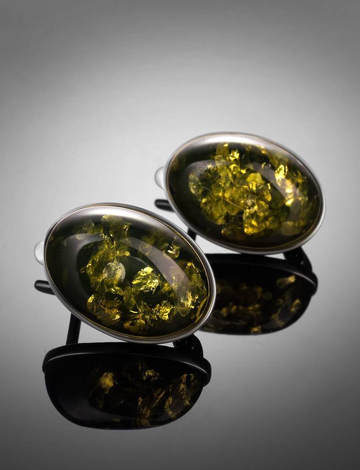 Серьги из зеленого янтаря