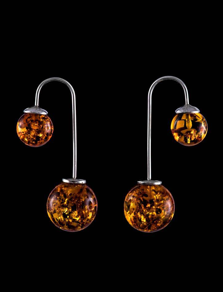 Wonderful Cognac Amber Threader Earrings In Sterling Silver The Paris, image , picture 4