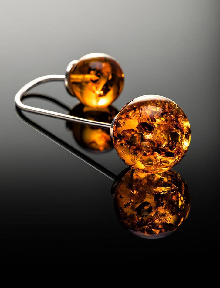 Wonderful Cognac Amber Threader Earrings In Sterling Silver The Paris, image , picture 2