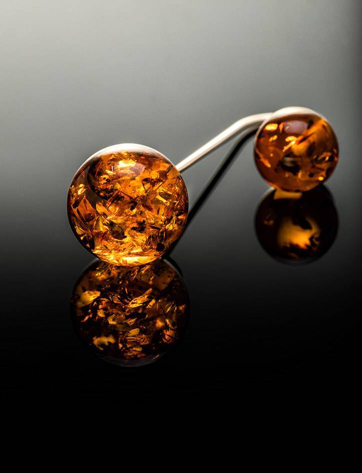 Wonderful Cognac Amber Threader Earrings In Sterling Silver The Paris, image , picture 5