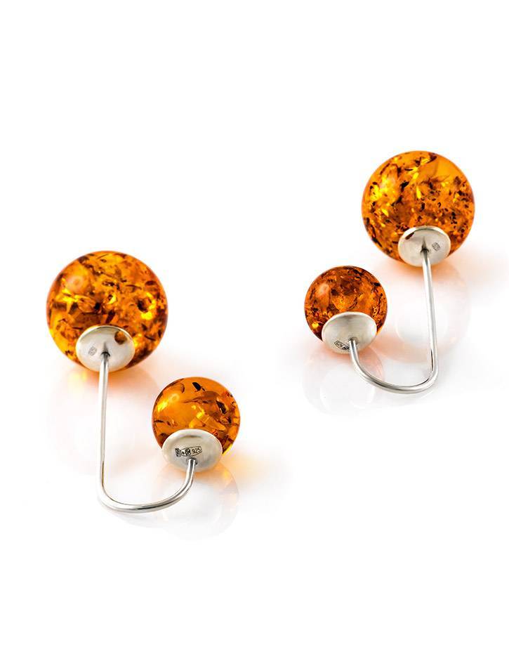Wonderful Cognac Amber Threader Earrings In Sterling Silver The Paris, image , picture 3
