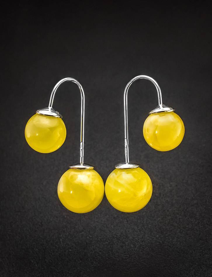 Bright Honey Amber Threader Earrings In Sterling Silver The Paris, image , picture 2