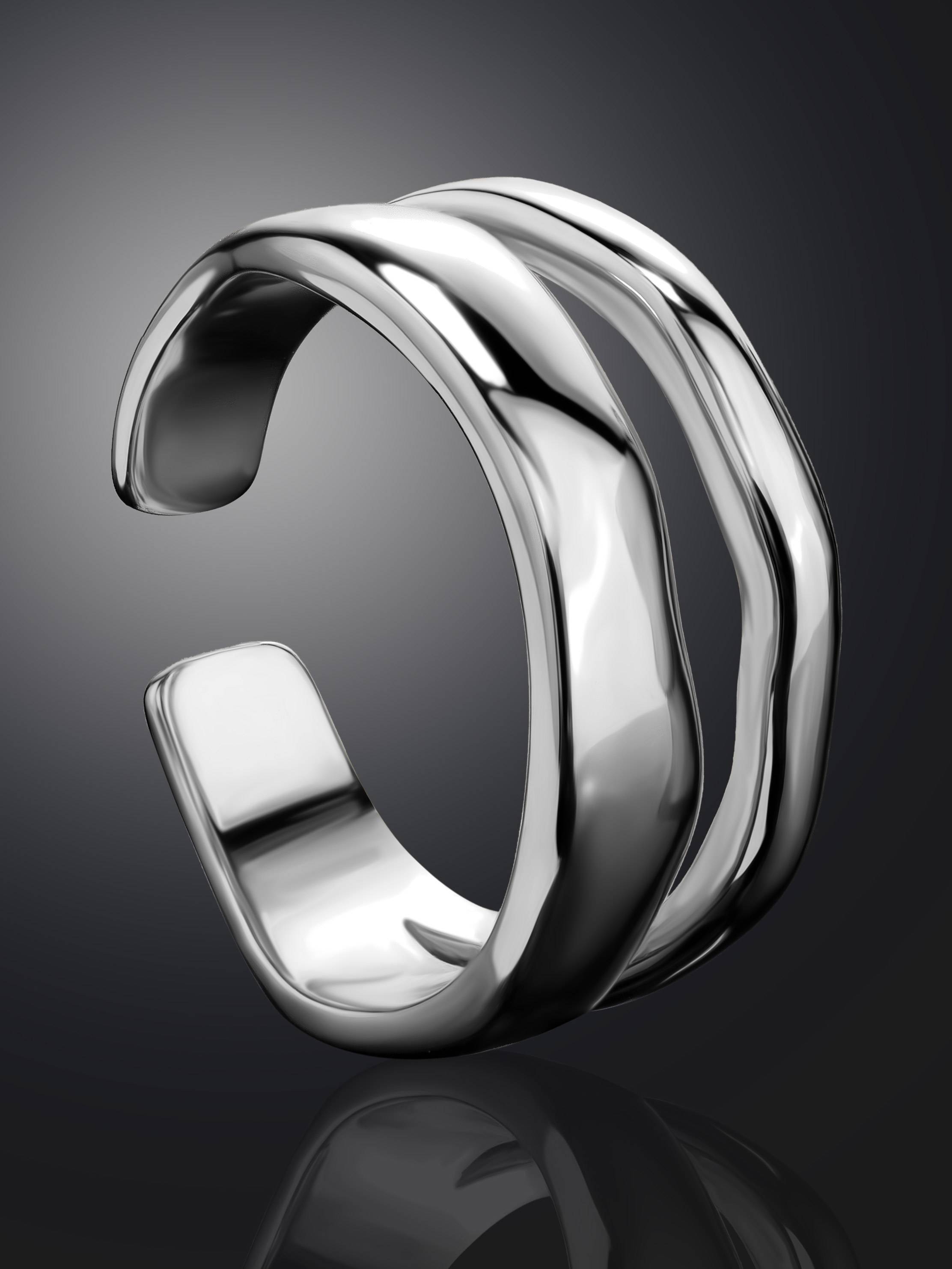 『TAKA ORIGINAL』Liquid Starcore pure silver ring La Ola Chunky Sterling Silver Ring - Reveka Rose