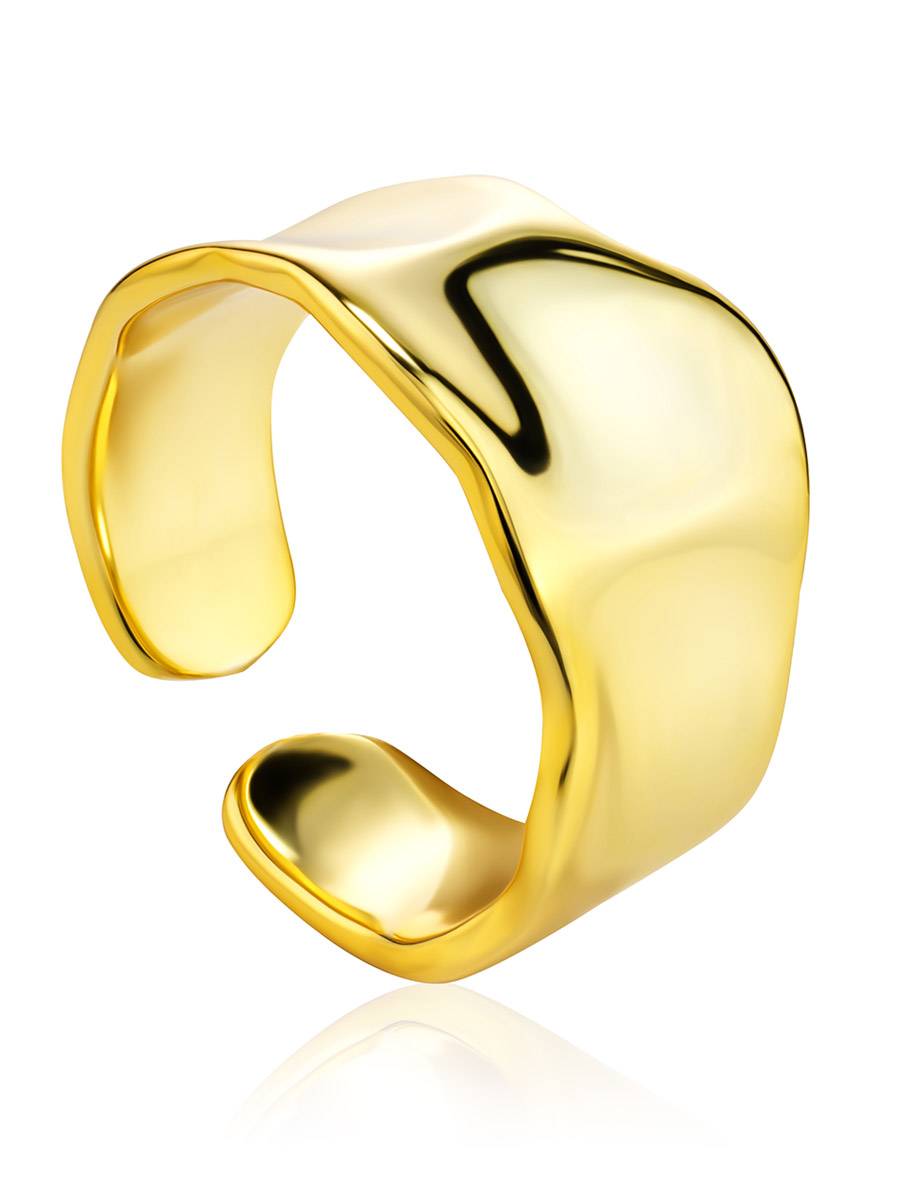 Statement 18ct Gold on Sterling Silver Molten Wave Ring The Liquid, Ring Size: Adjustable, image 
