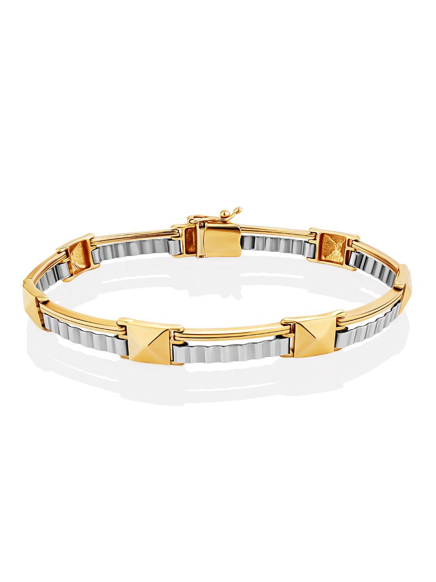 Stylish Unisex Two Tone Gold Bracelet, image 