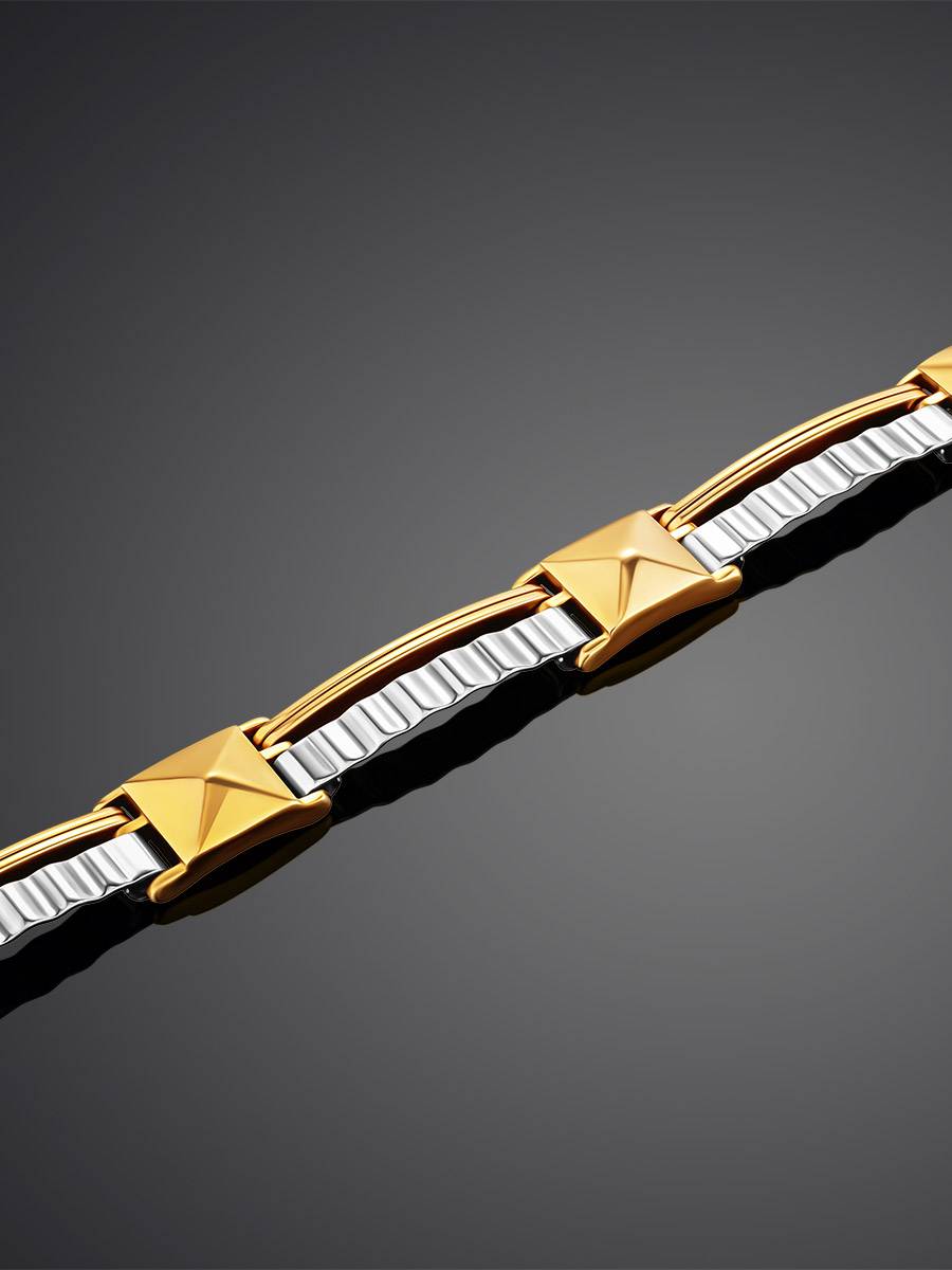 Stylish Unisex Two Tone Gold Bracelet, image , picture 2