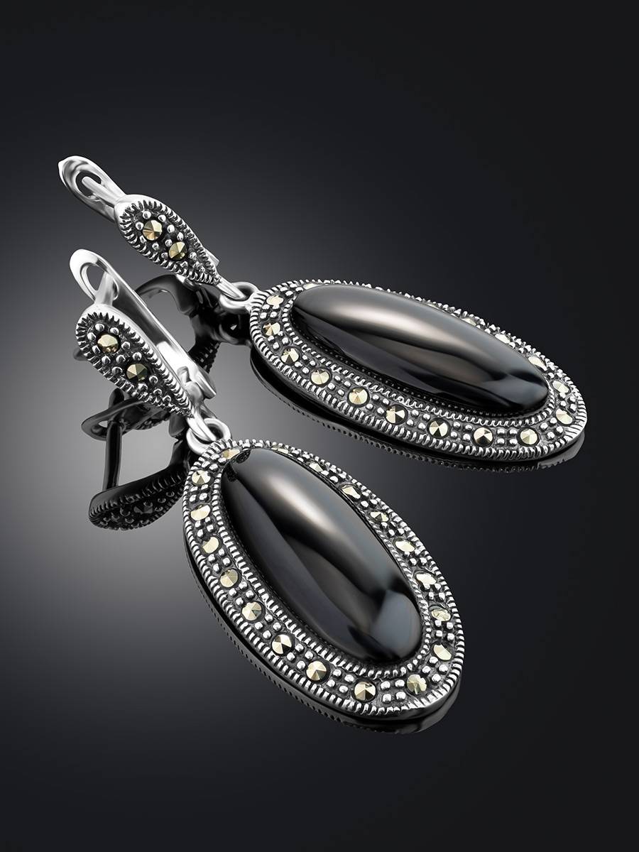 3 rings Blackstone pure silver Earrings  Shilphaatcom