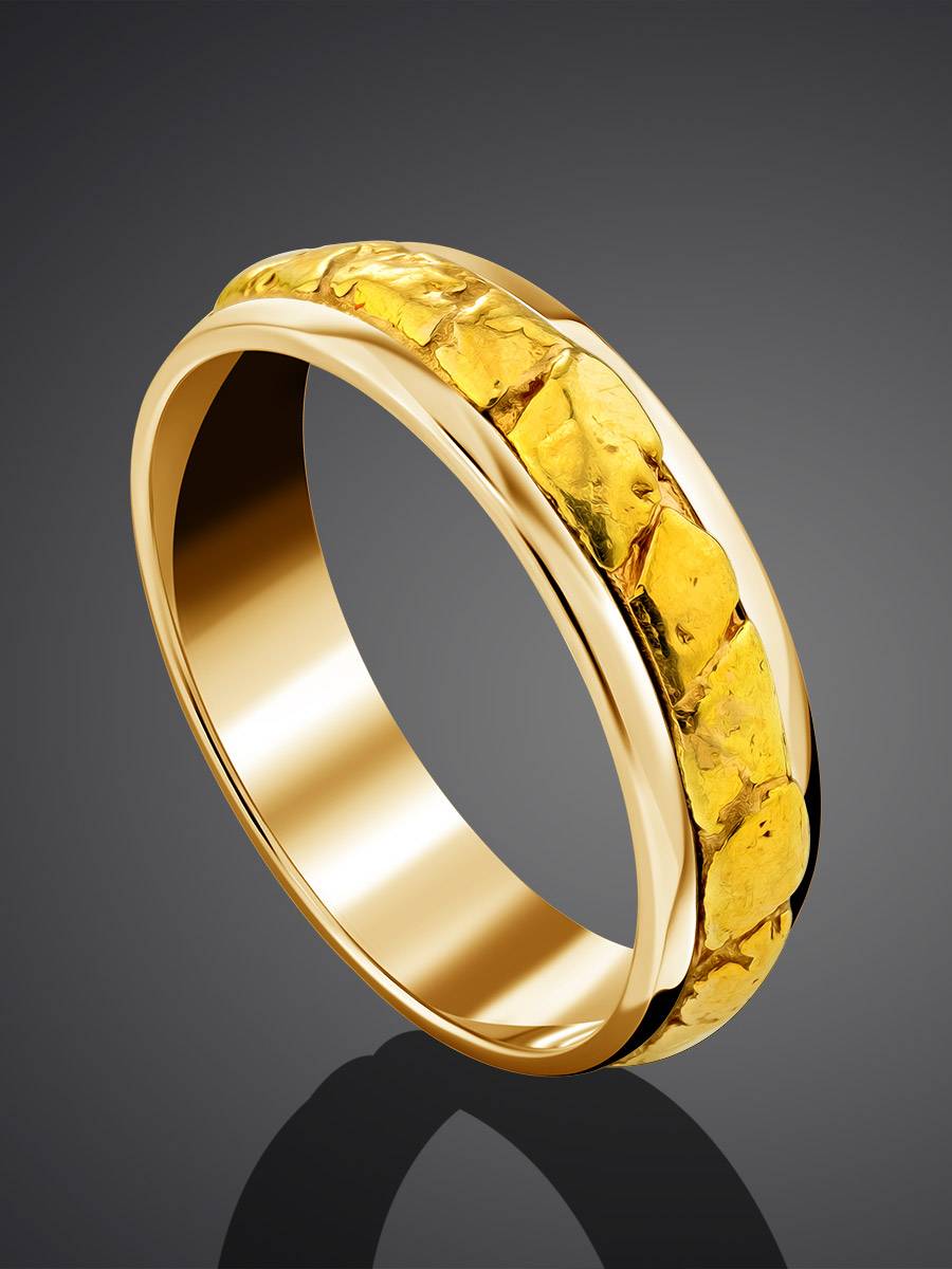 Wedding Band Ring With 24K Gold Finish The Nugget