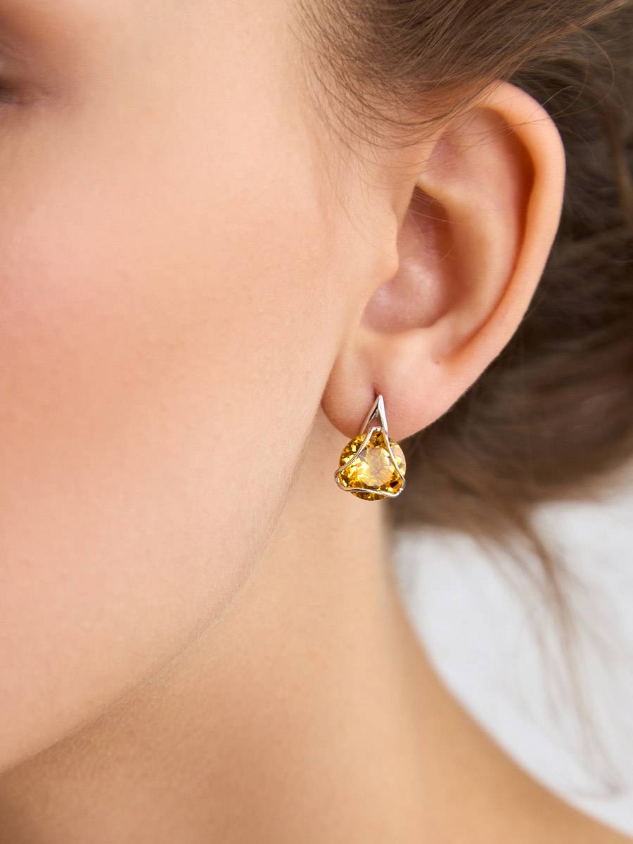 Lustrous Citrine Earrings, image , picture 3