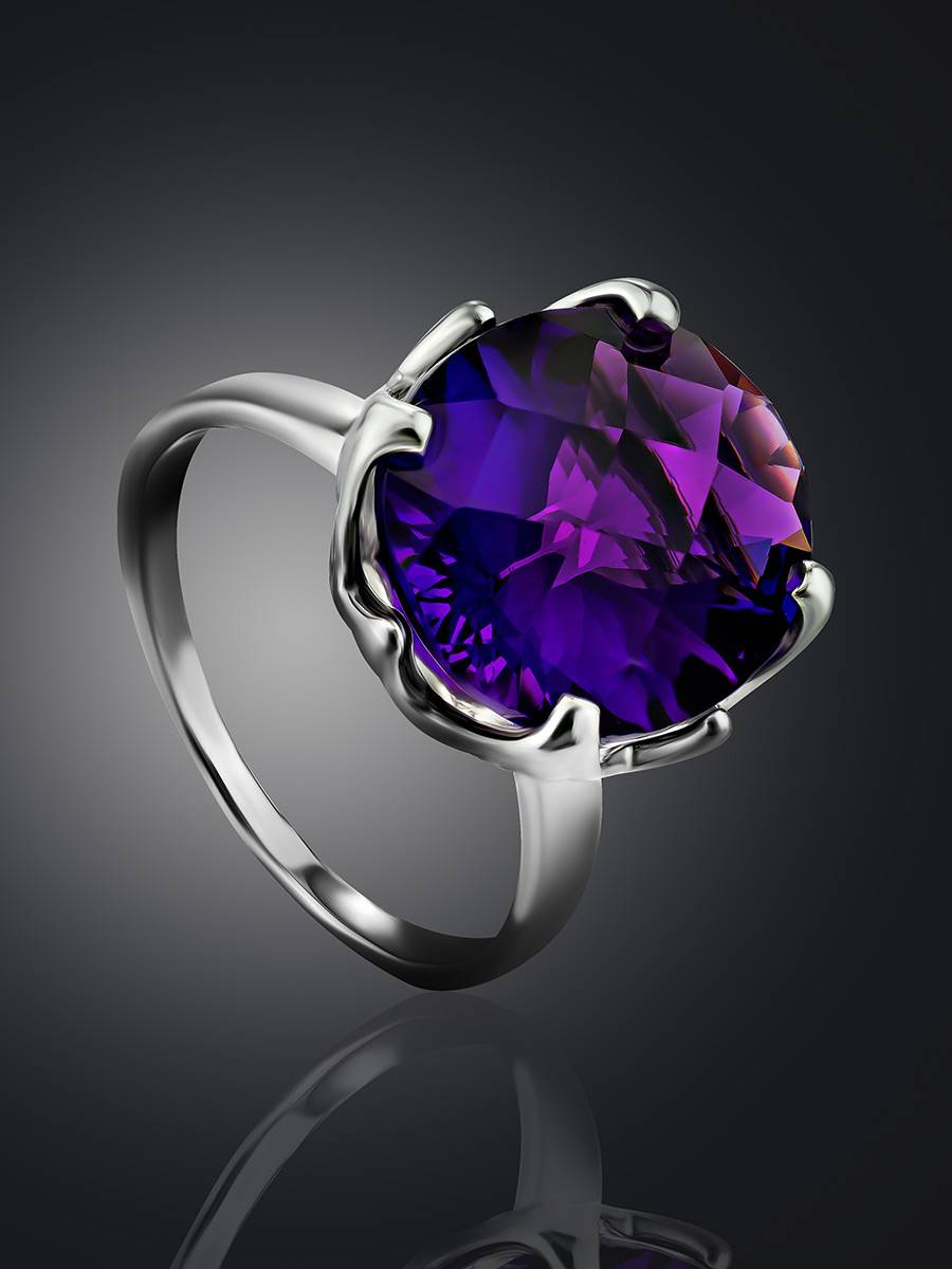 Amethyst ring Checkerboard cut Square ring made to order in your size  sturdy silver band ring