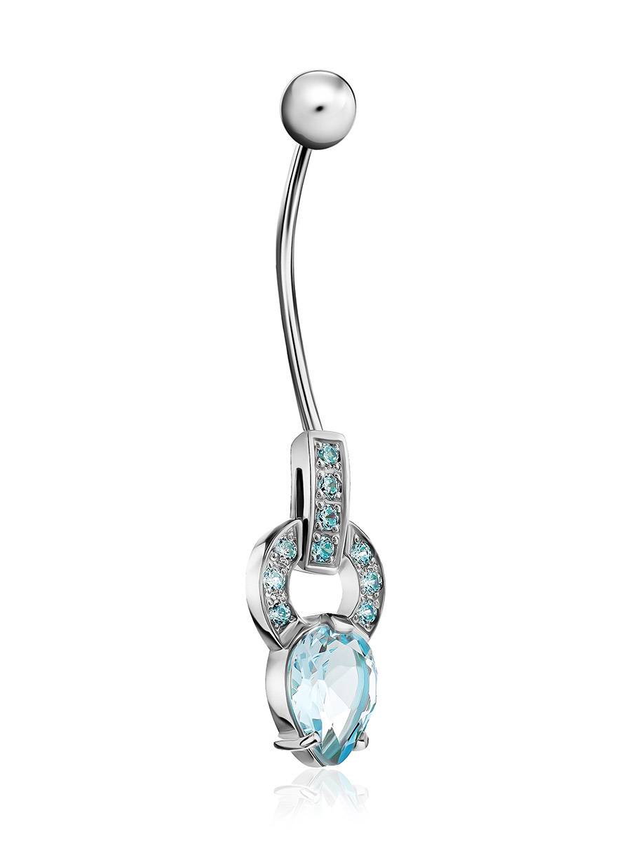 Refined Silver Topaz Navel Piercing