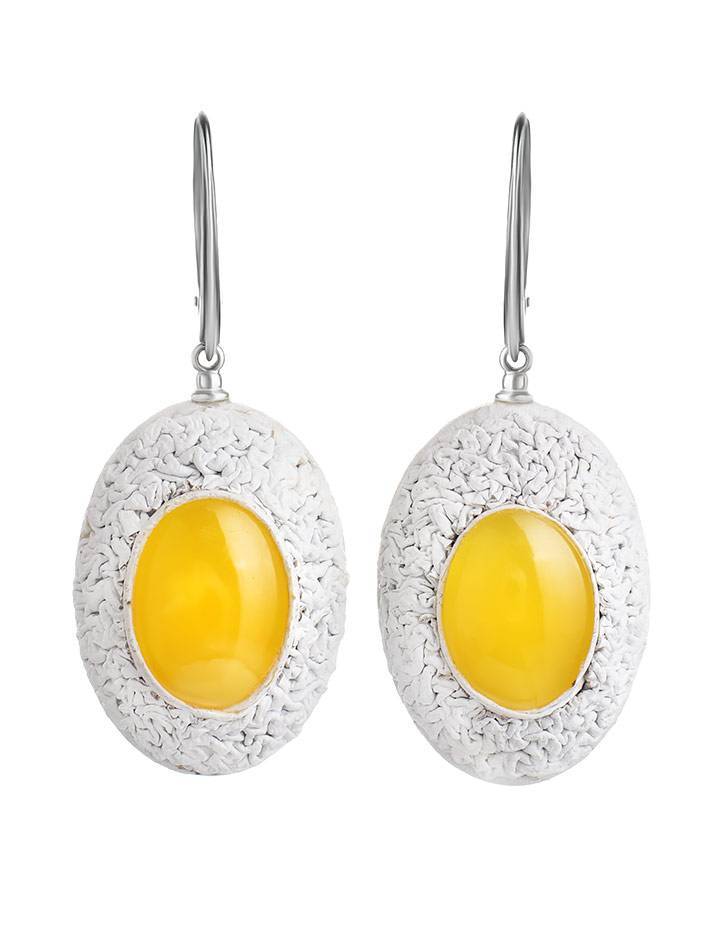 Amber Earrings In White Leather And Silver The Nefertiti, image 