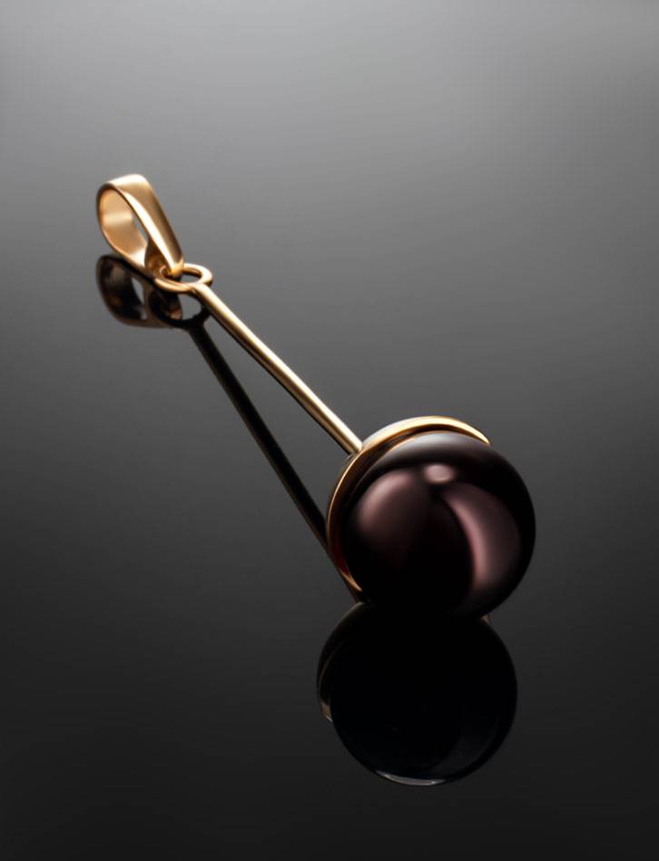 Stylish Gold-Plated Pendant With Cherry Amber The Paris, image , picture 2