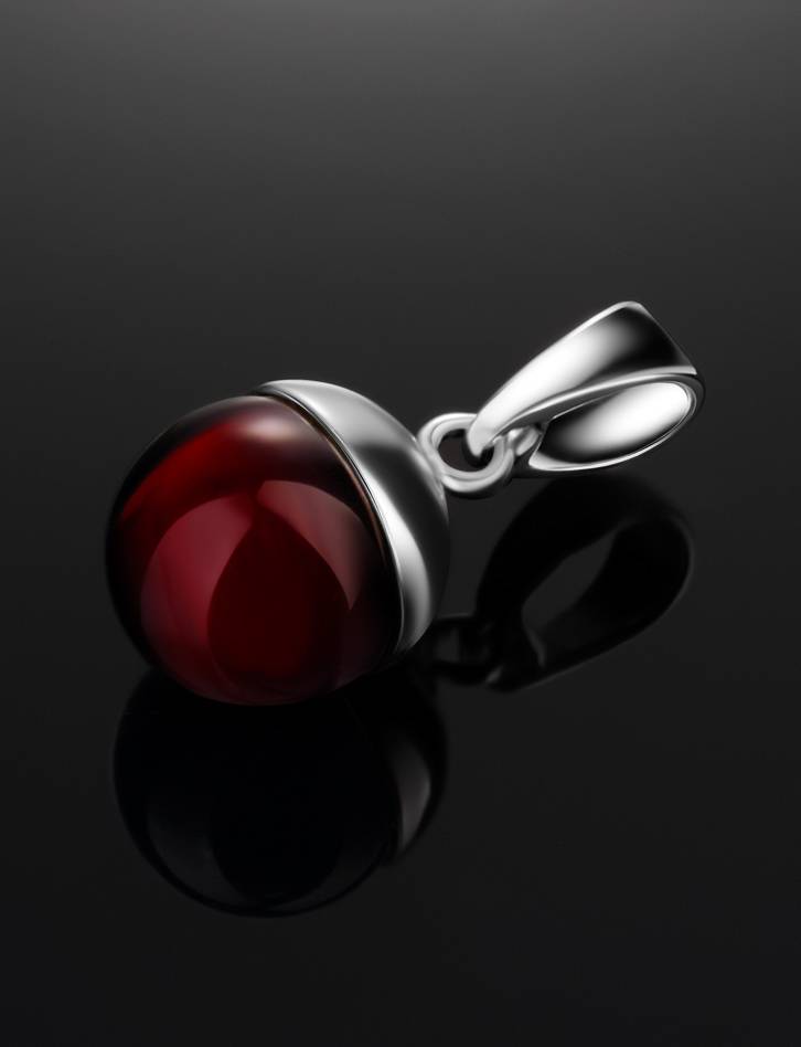 Silver Pendant With Cherry Amber The Paris, image , picture 2