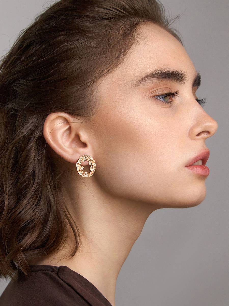 Women's Textured Circular Stud Earrings