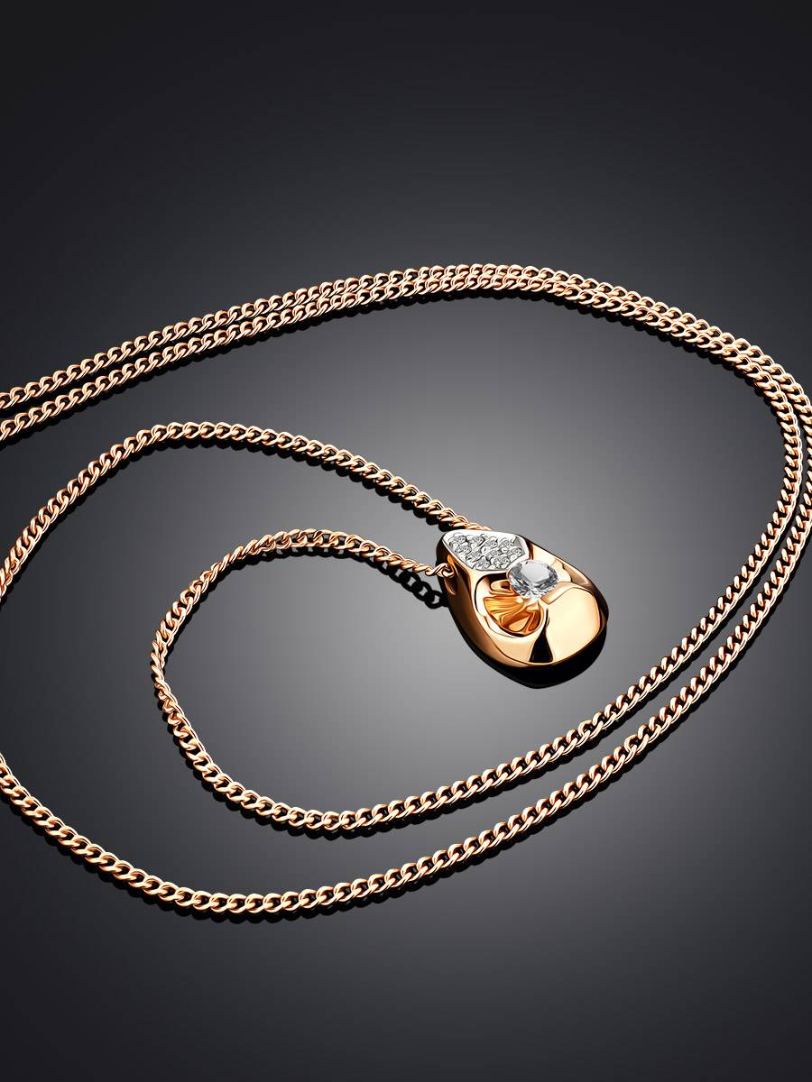 Classy Teardrop Design Gold Diamond Necklace, image , picture 2