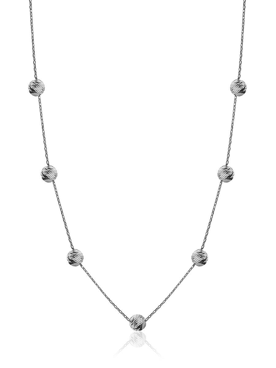 3mm Beaded Stretch Necklace w/ 6mm Sterling Silver Cubic Zirconia Bead -  Kelly and Rose Boutique