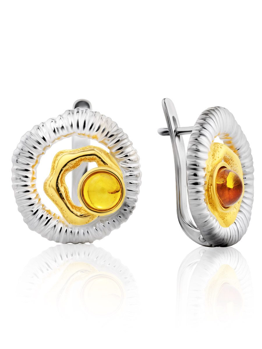 Luminous Silver Amber Earrings, image 
