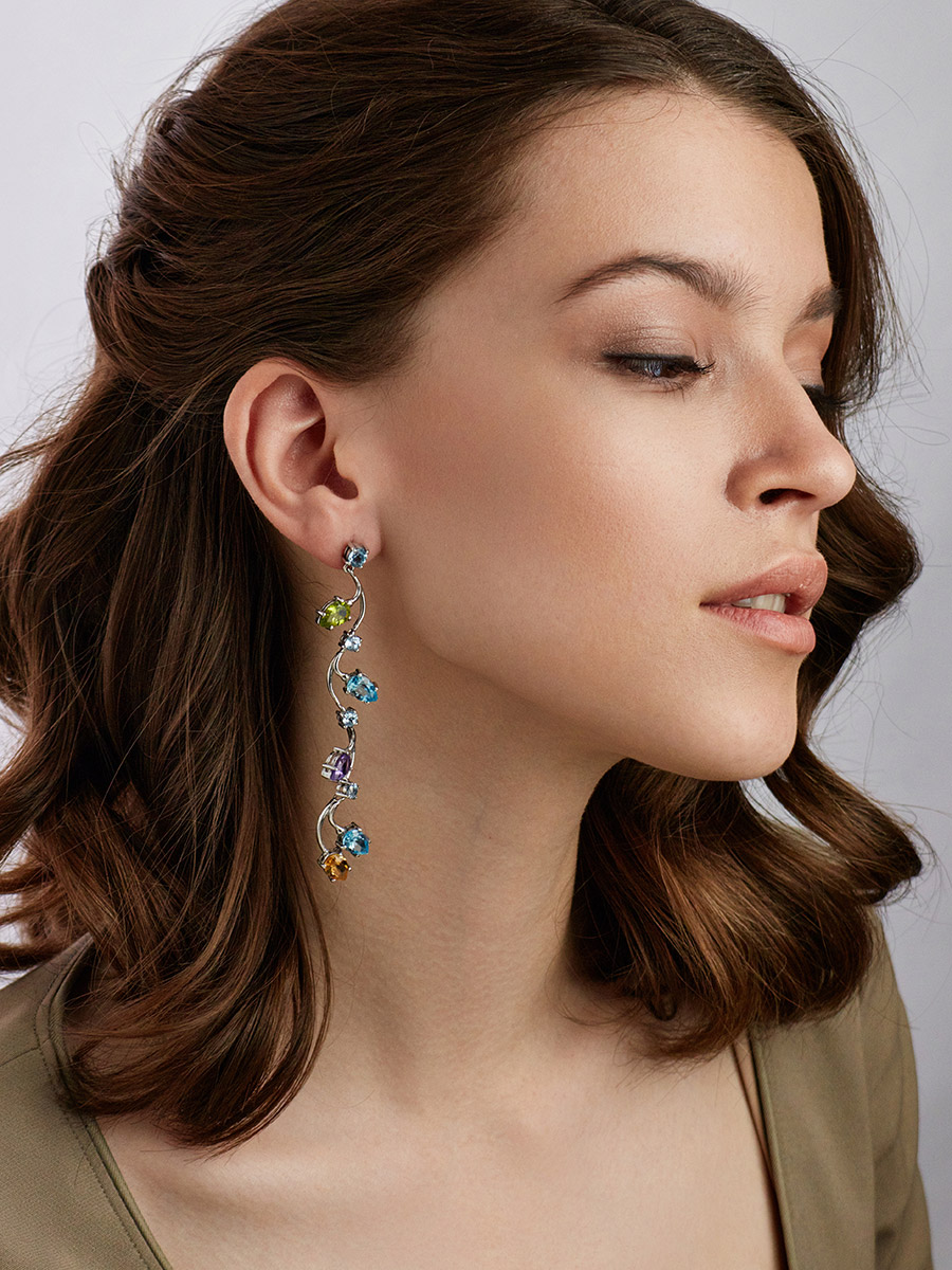 Exquisite Multicolor Gemstone Earrings, image , picture 3