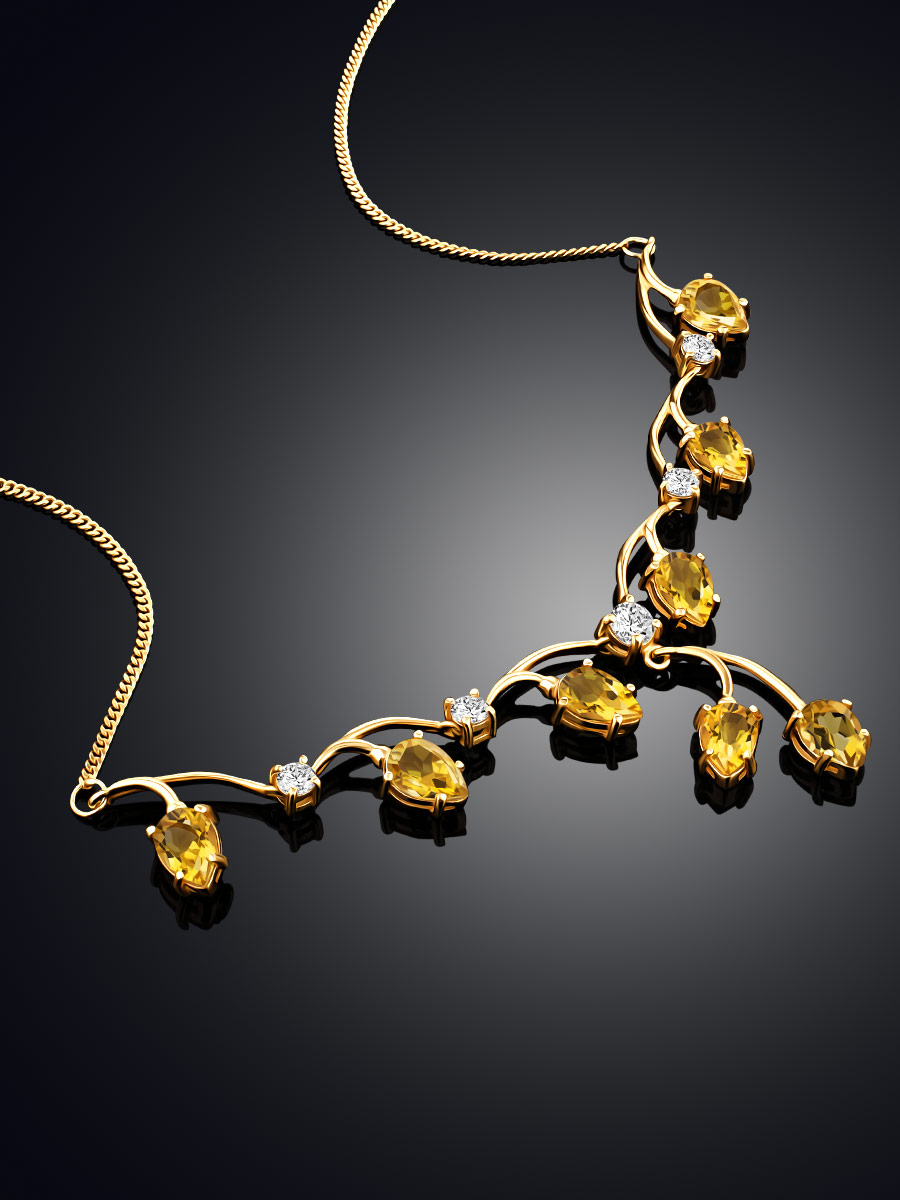 Luminous Gilded Silver Citrine Necklace, image , picture 2