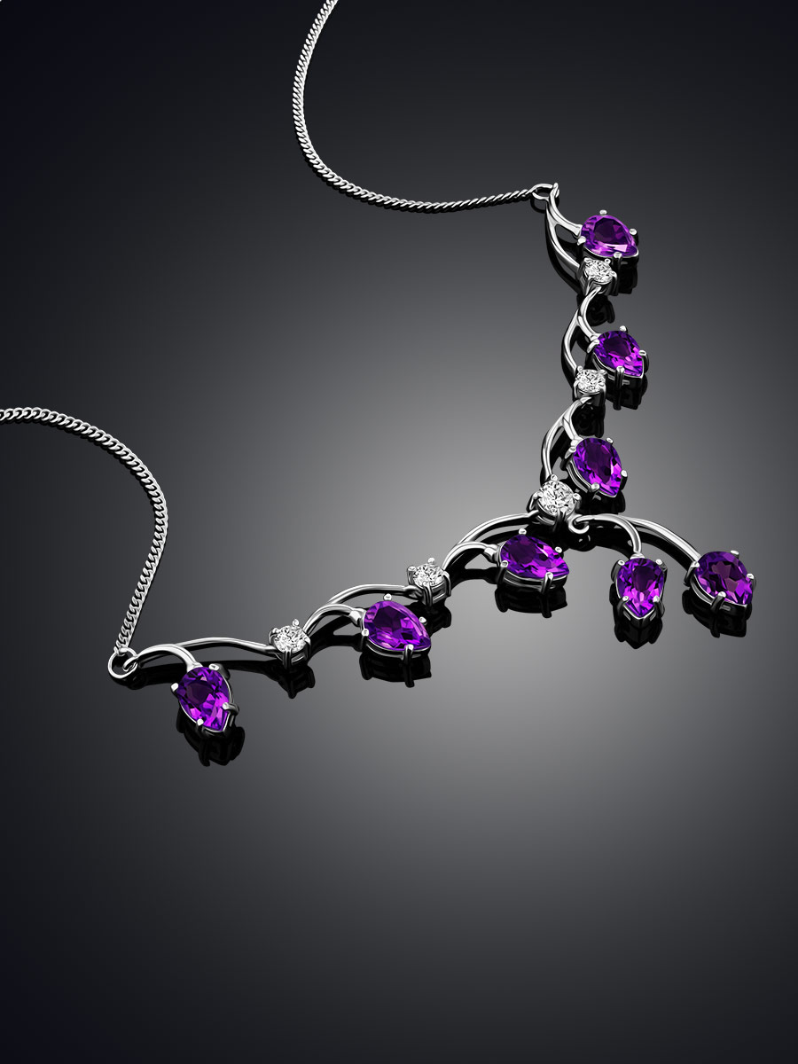 Gorgeous Silver Amethyst Necklace, image , picture 2