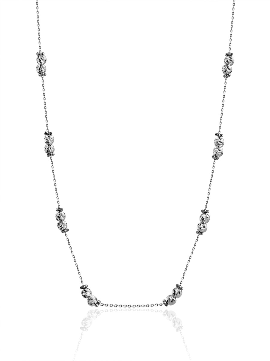 Chic Silver Beaded Necklace The Sparkling
