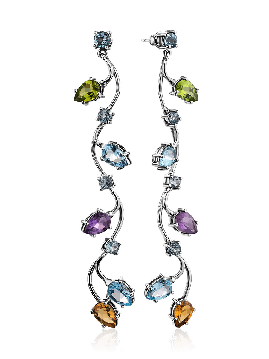 Exquisite Multicolor Gemstone Earrings, image 