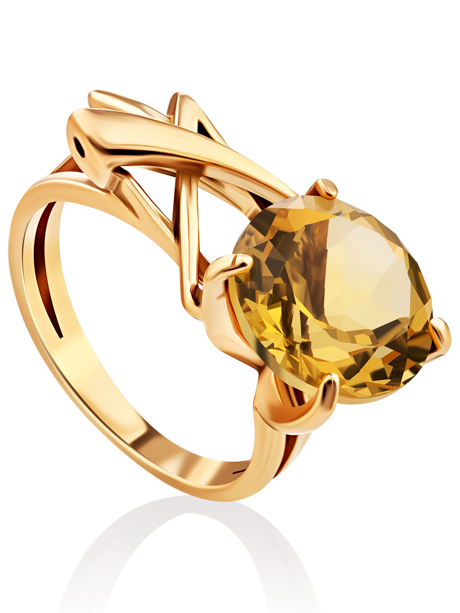 Flamboyant Gilded Silver Citrine Ring, Ring Size: 6 / 16.5, image 