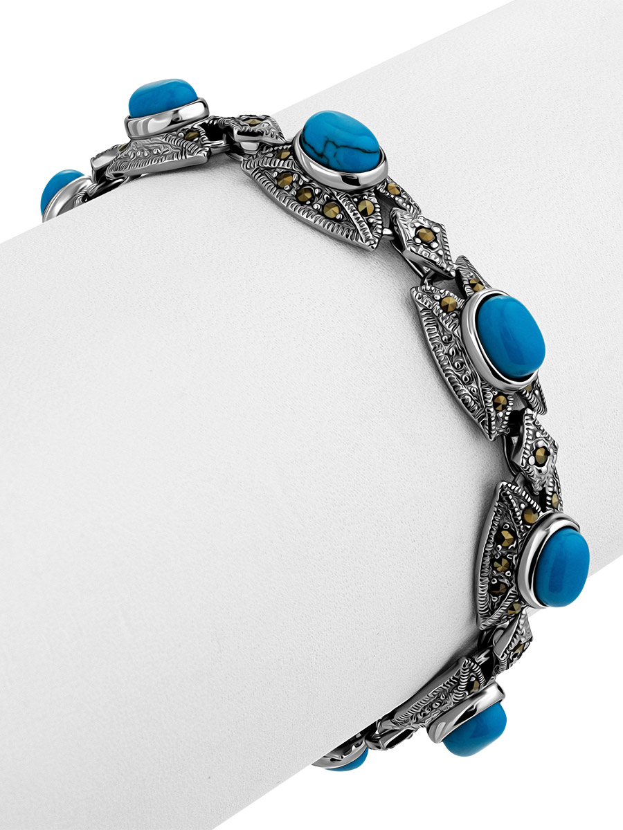 ★MONSTA X 着用★【SHOVEOFF】 Silver Turquoise Bracelet Silver with Turquoise Squash blossom Cuff Bracelet – Vintaj