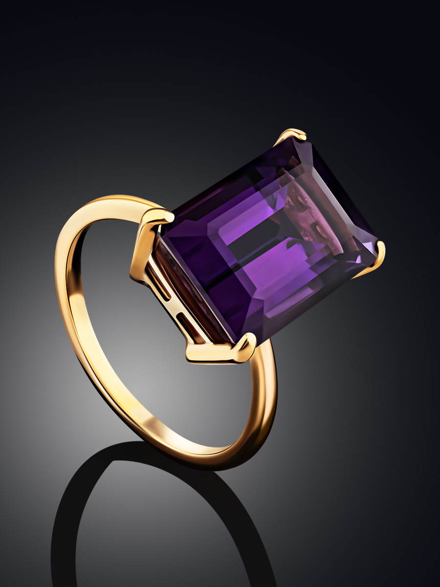 Ultra Stylish Baguette Cut Amethyst Ring, Ring Size: 9 / 19, image , picture 2