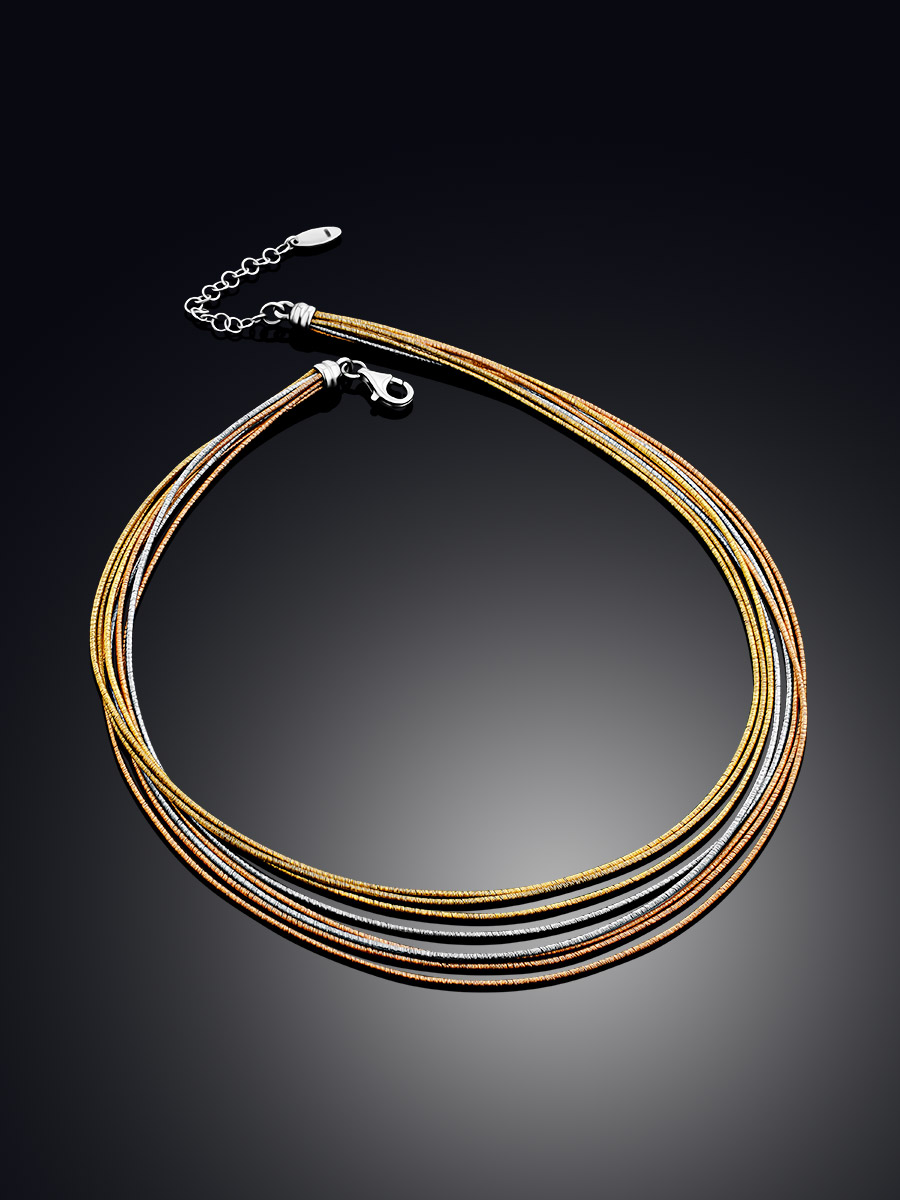 Trendy Multi-Strand Gilded Silver Necklace The Silk