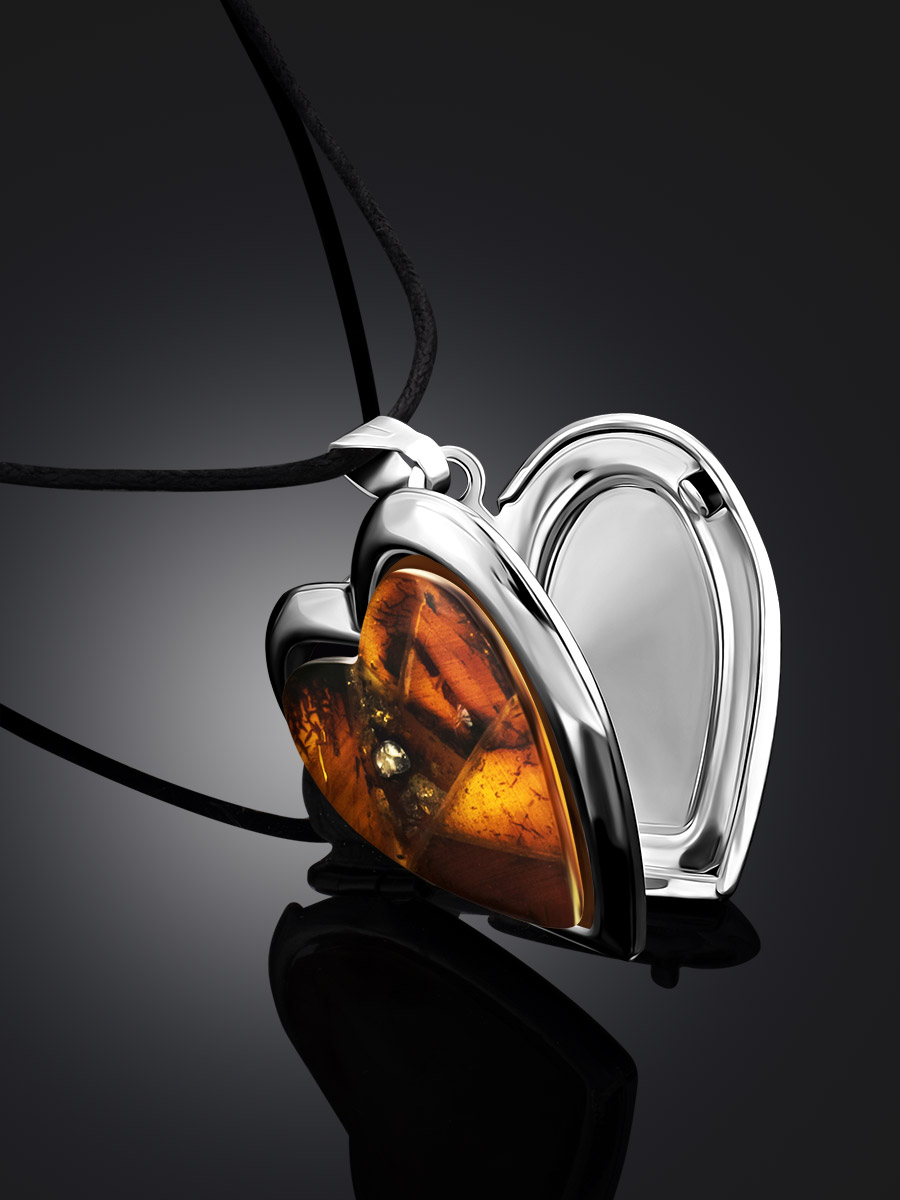 Cute Heart Shaped Amber Locket Pendant, image , picture 2