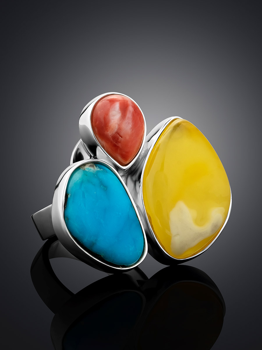 Flamboyant Multi Stone Cocktail Ring The Bella Terra, Ring Size: Adjustable, image , picture 2