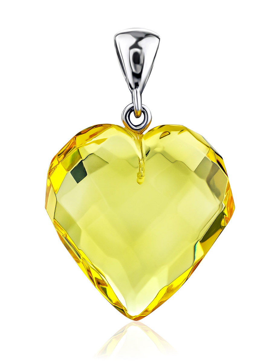Faceted Amber Heart Pendant, image 