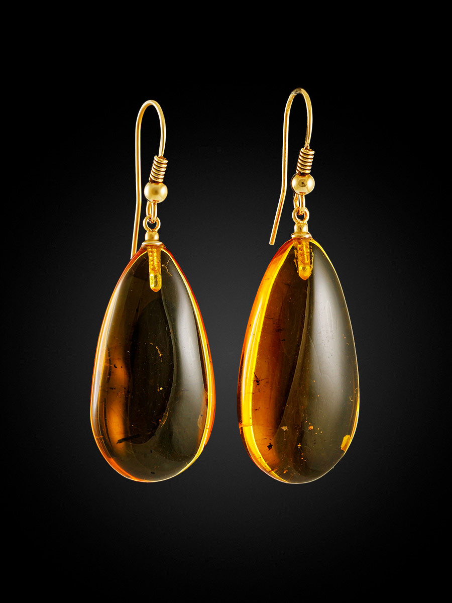 Natural Amber With Fossil Insects Drop Earrings The Clio, image , picture 6