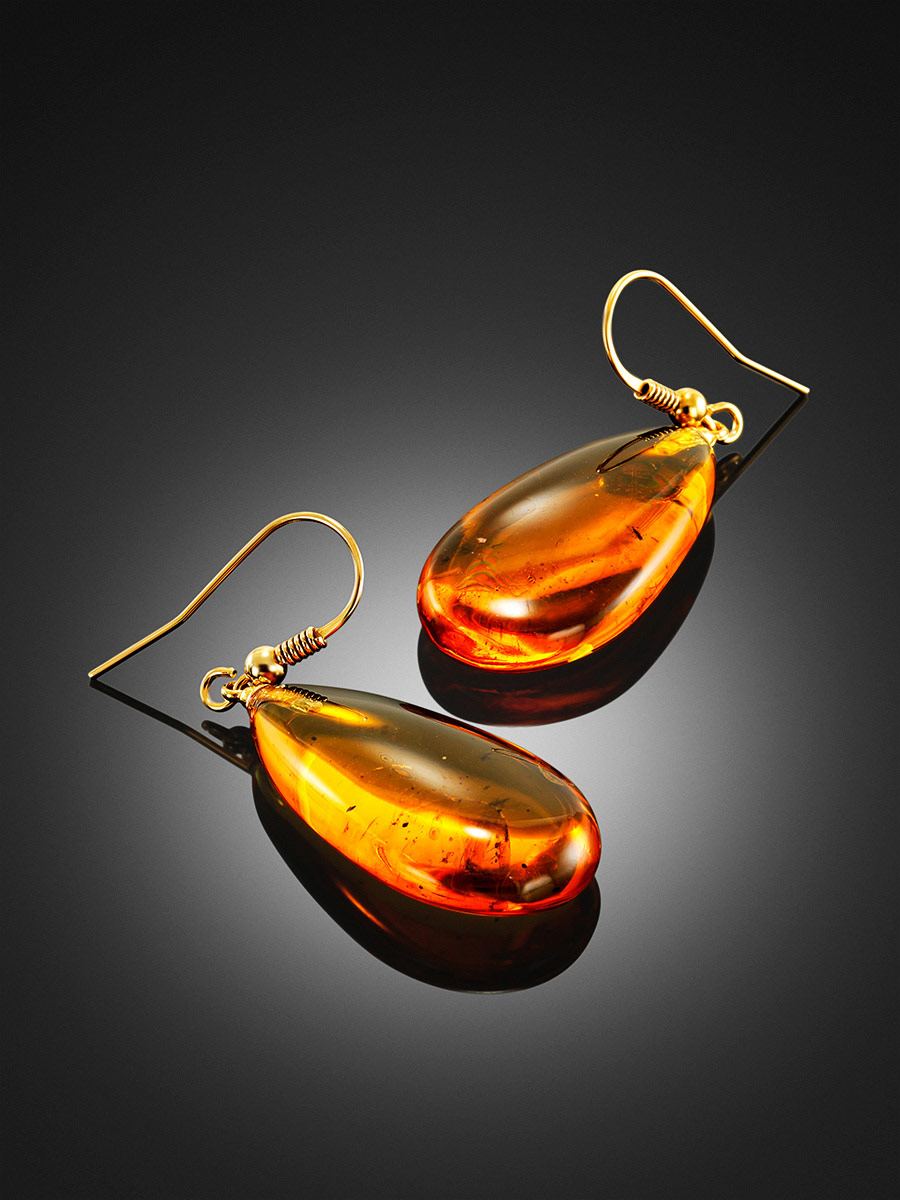 Natural Amber With Fossil Insects Drop Earrings The Clio, image , picture 2