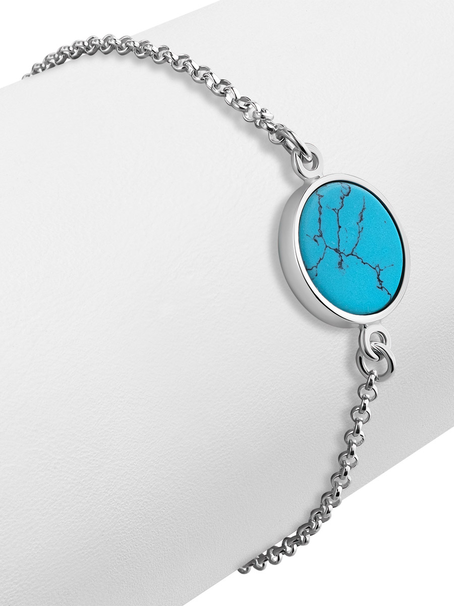 Tree Of Life Silver Turquoise Chain Bracelet, image , picture 4