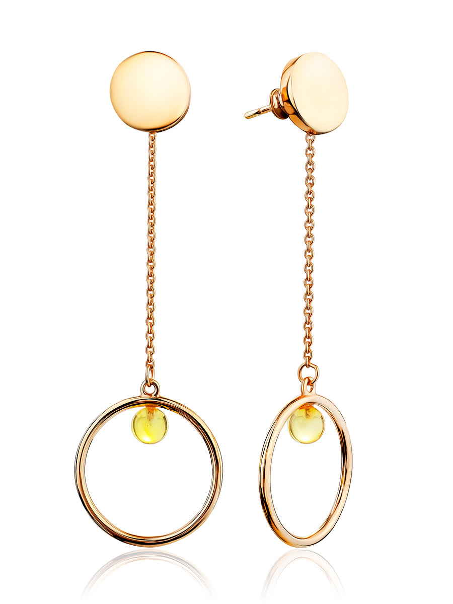 Chic Rose Gold-Plated Silver Chain Earrings With Amber The Palazzo, image 