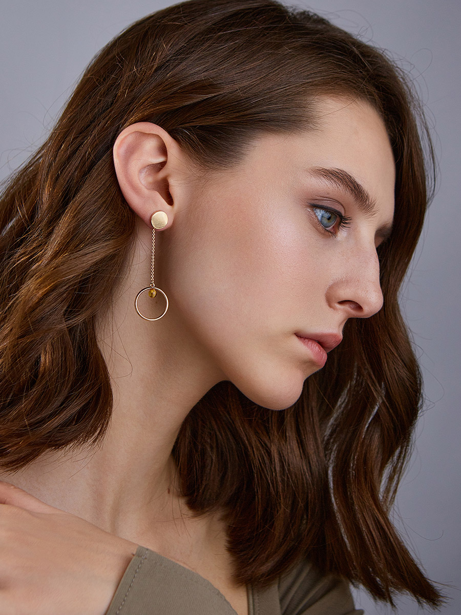 Chic Rose Gold-Plated Silver Chain Earrings With Amber The Palazzo, image , picture 3