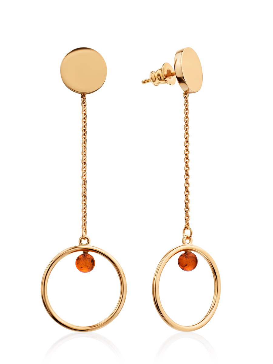 Refined Rose Gold-Plated Silver Chain Earrings With Amber The Palazzo, image 