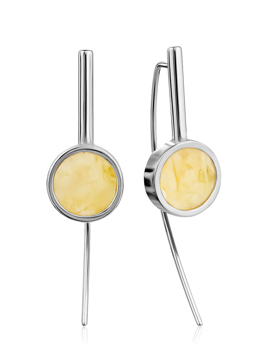 Milky-Colored Amber Fish Hook Earrings The Palazzo, image 
