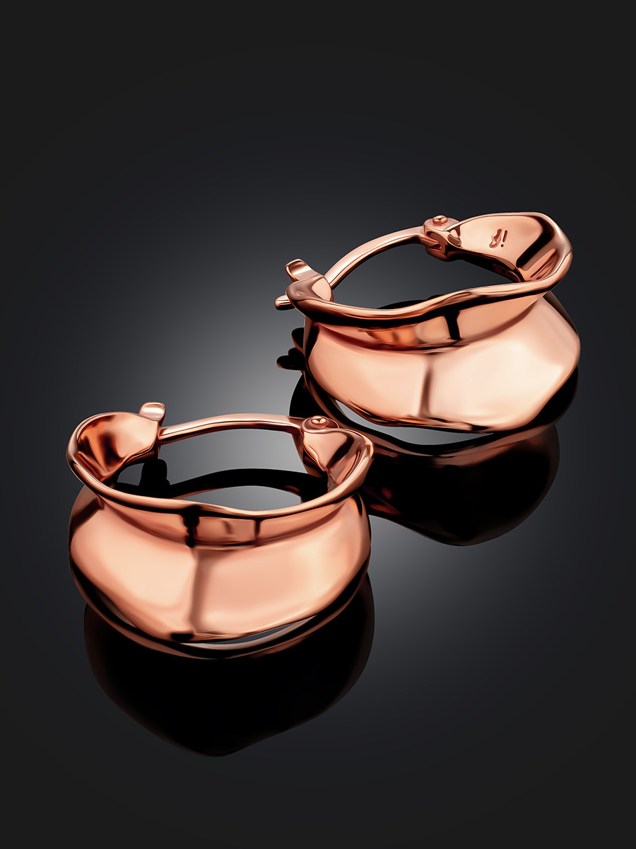 Chunky Rose Gold-Plated Earrings The Liquid, image , picture 2