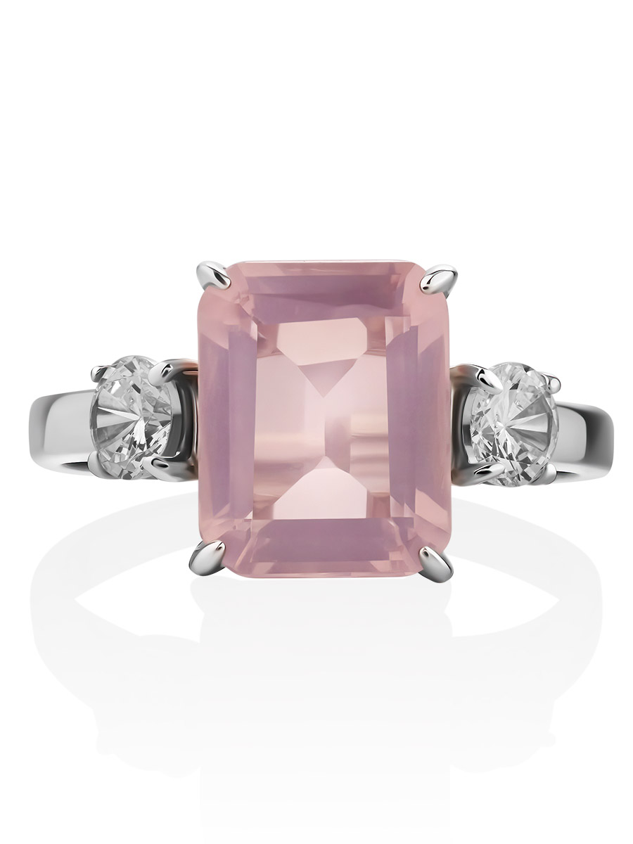 Geometric Design Pink Quartz Ring, Ring Size: 8 / 18, image , picture 4