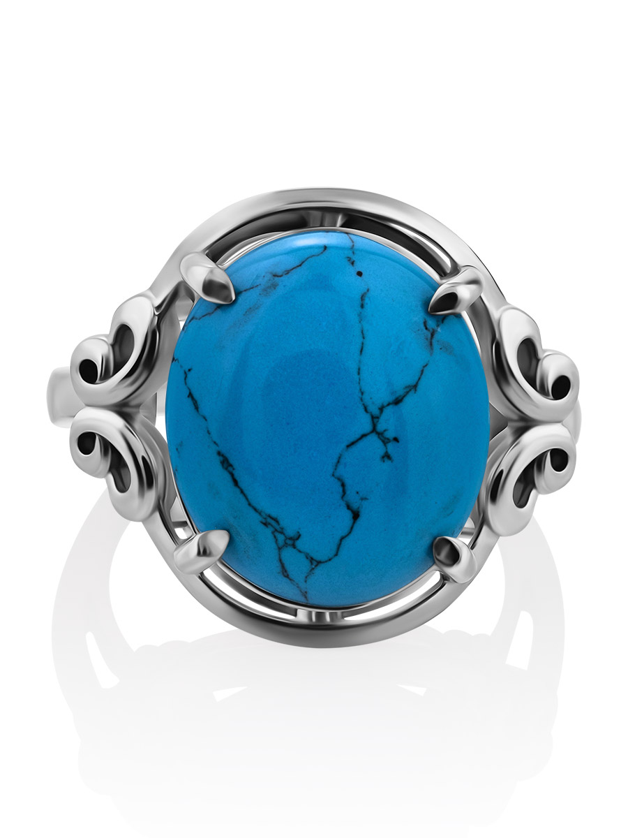 Baroque Design Synthetic Turquoise Ring, Ring Size: 7 / 17.5, image , picture 4